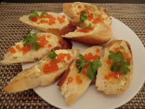 baguette with caviar Russian finger food