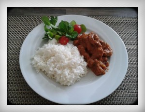 Russian beef stroganoff with rice