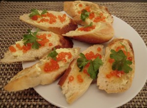 Russian finger food caviar breads