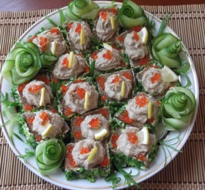 Herring butter savoury party food spread Russian finger food