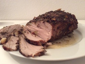 Russian finger food buzhenina roasted pork sliced